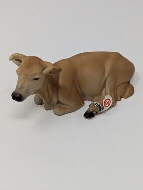 Schleich Farm Cow Laying Brown Jersey 13201 Retired Rare 1984